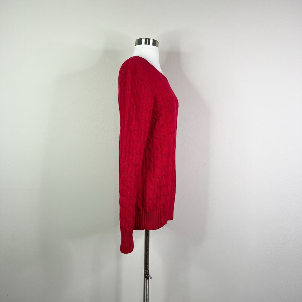 Polo Ralph Lauren | Women's Red Cable Knit Cotton Pullover Designer Sweater XL - Picture 6 of 10